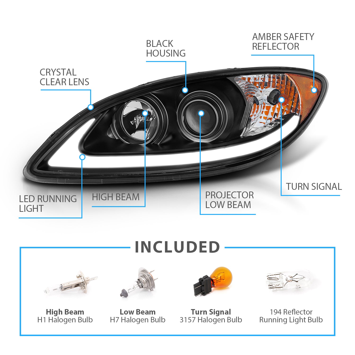 INTERNATIONAL PROSTAR 08-16 PROJECTOR PLANK STYLE H.L BLACK