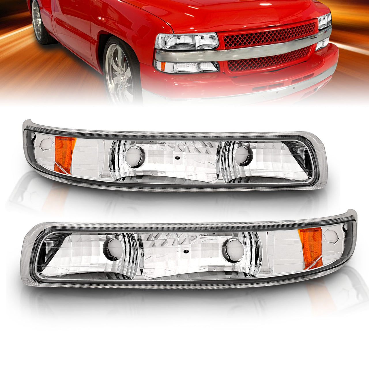 CHEVY SILVERADO 99-01 BUMPER LIGHTS EURO CLEAR AMBER