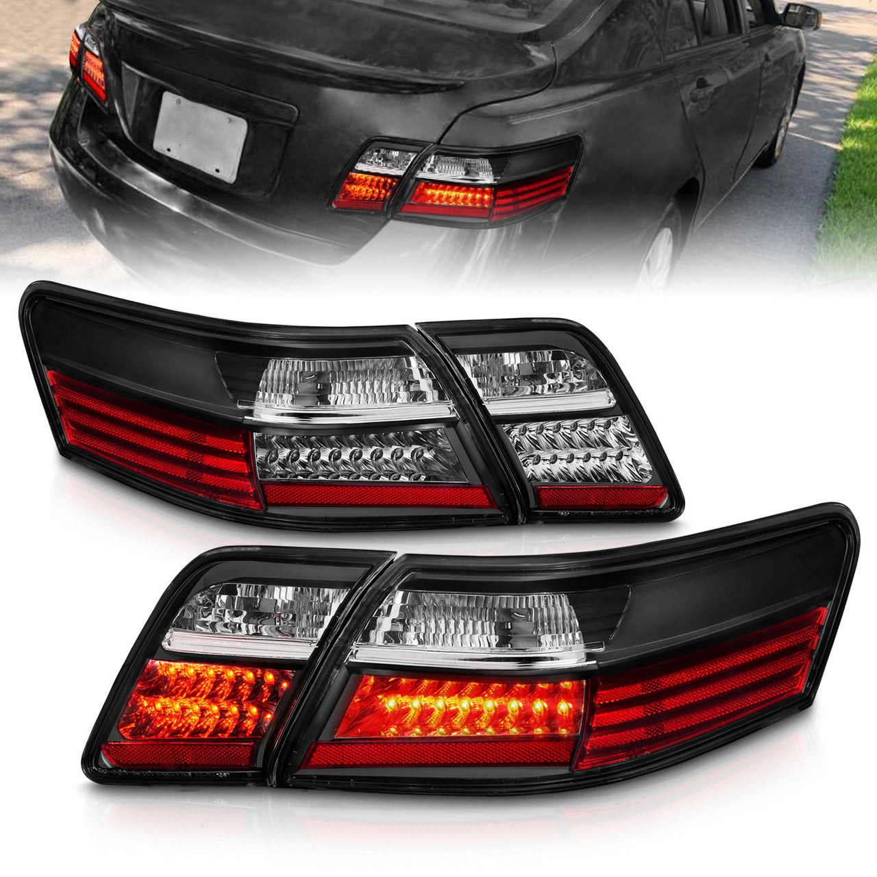 TOYOTA CAMRY 07-09 LED TAIL LIGHTS BLACK (4 PCS)