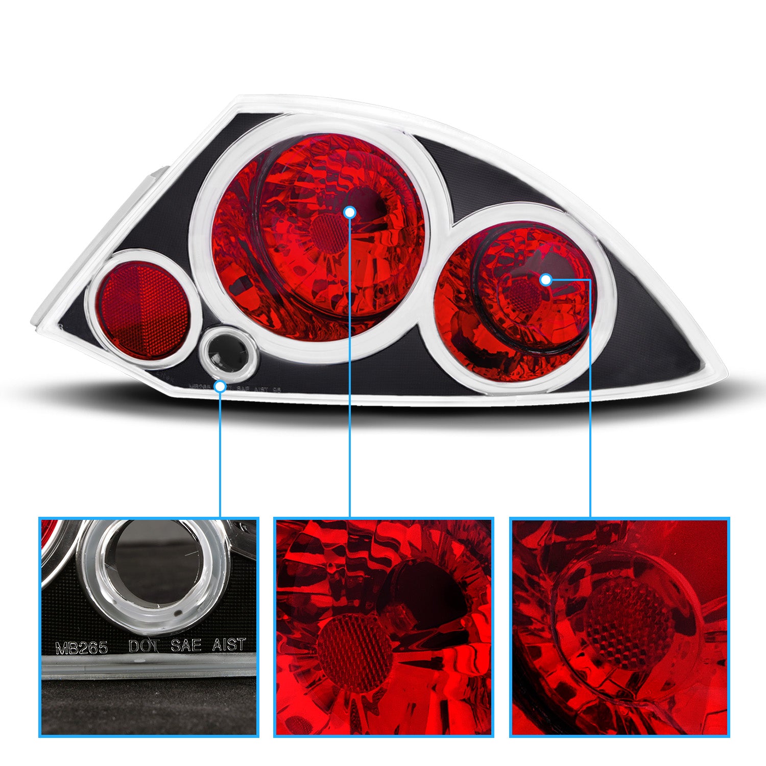 MITSUBISHI ECLIPSE 00-02 TAIL LIGHTS BLACK