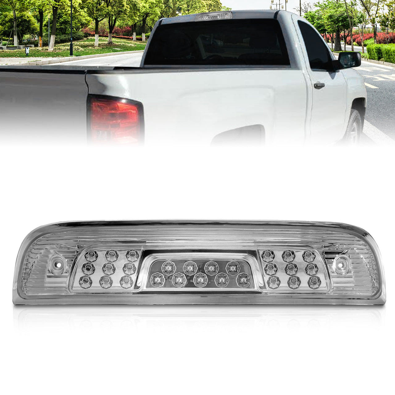 CHEVY SILVERADO 2014 3RD Brake Light (Clear Cover/Chrome Base)
