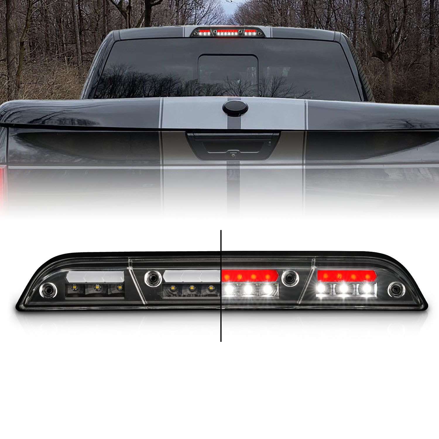 FORD F-150 2015 LED 3RD BRAKE LIGHTS G2 BLACK HOUSING CLEAR LENS