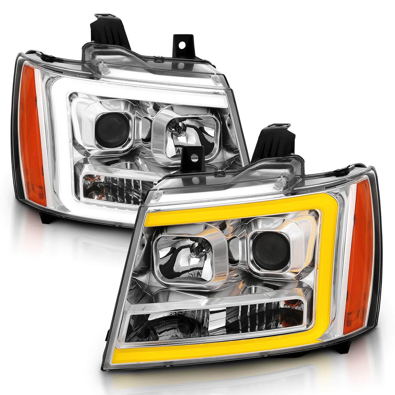 CHEVY TAHOE/SUBURBAN/AVALANCHE 07 PROJECTOR HEADLIGHTS G3 CHROME CLEAR AMBER