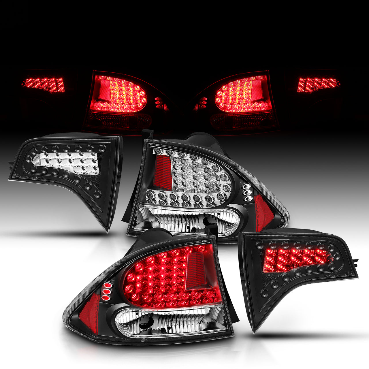 HONDA CIVIC 06-08 4DR LED TAIL LIGHTS BLACK (4 PCS)
