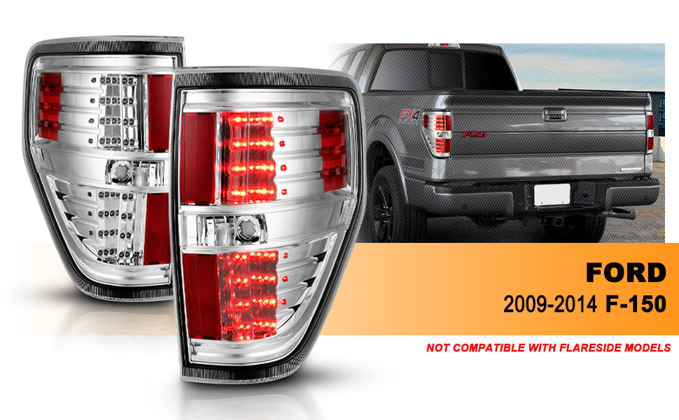 FORD F-150 09-13 LED TAIL LIGHTS ALL CHROME