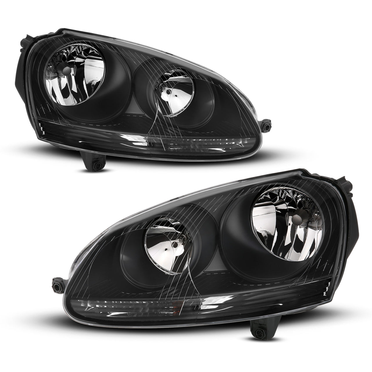 VOLKSWAGEN US RABBIT 06-09 / JETTA 05-10 / CANADA GTi 06-09 BLACK HEADLIGHTS (HALOGEN ONLY)