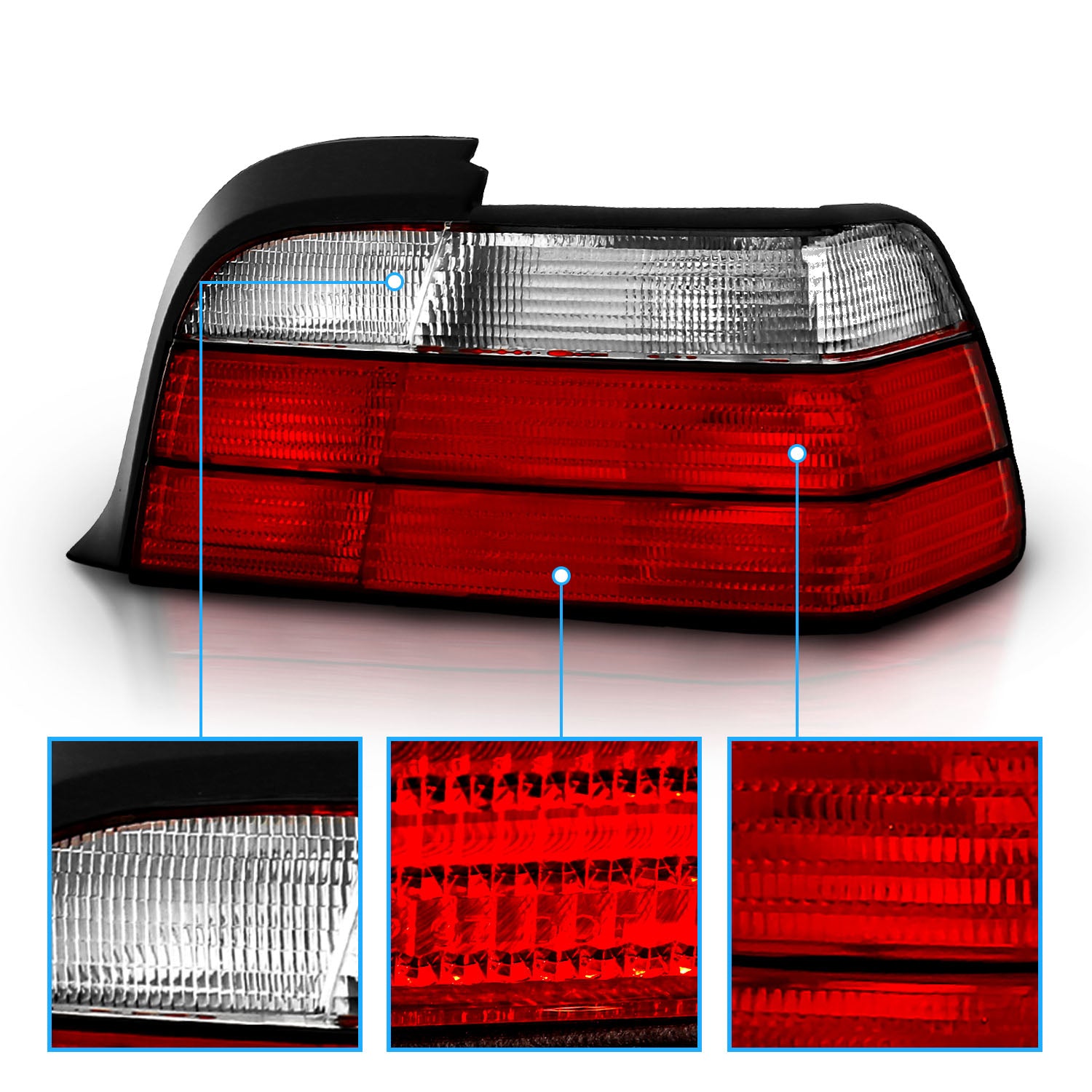 BMW 3 SERIES E36 92-98 2DR TAIL LIGHTS RED/CLEAR