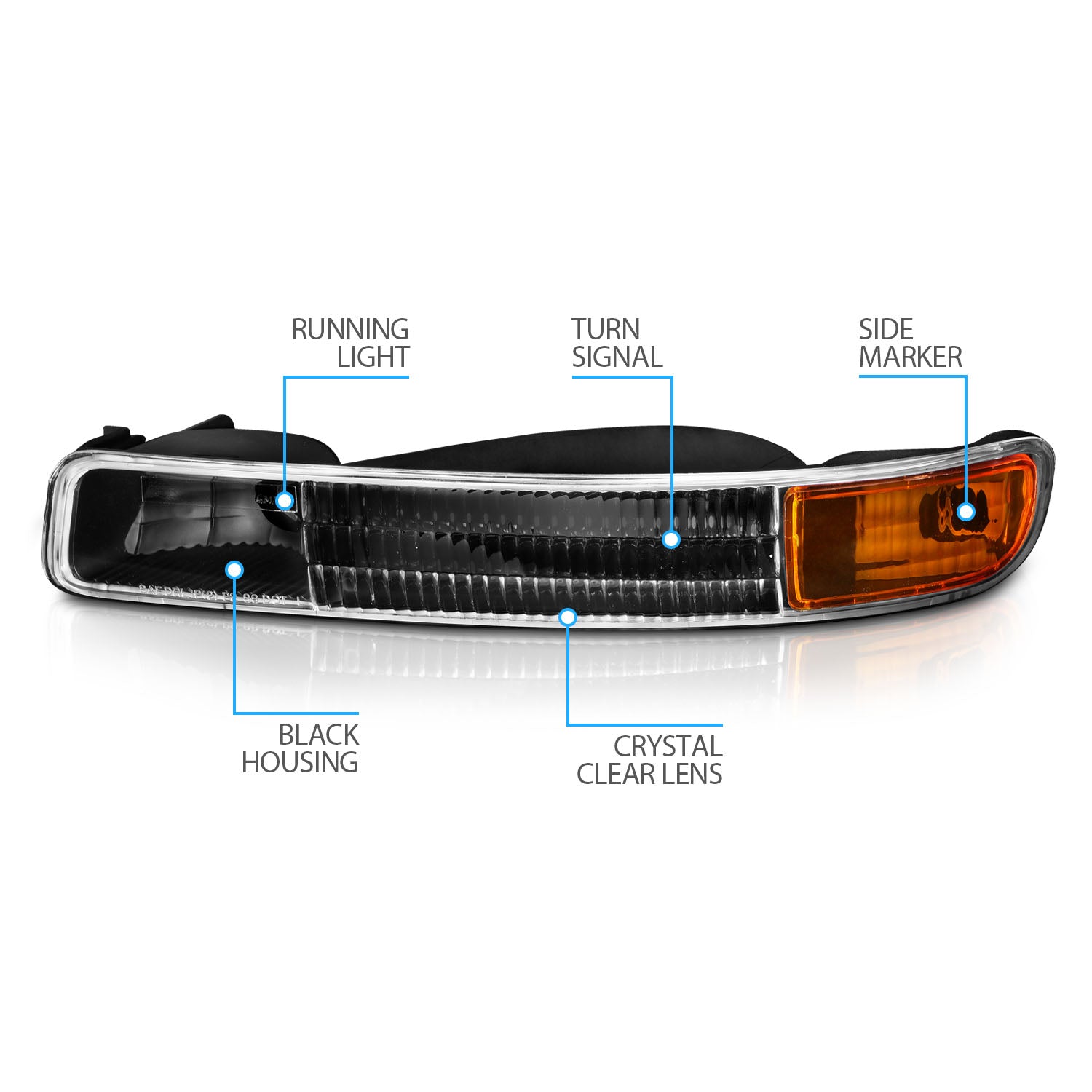 GMC YUKON/SIERRA 00-03 PARKING LIGHTS BLACK AMBER