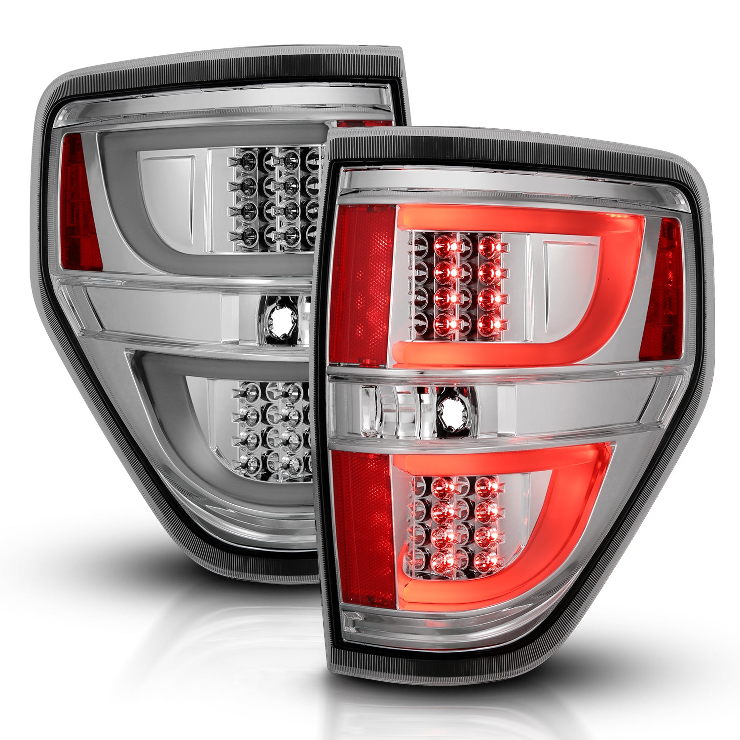 FORD F-150 09-13 LED TAIL LIGHTS G2 ALL CHROME