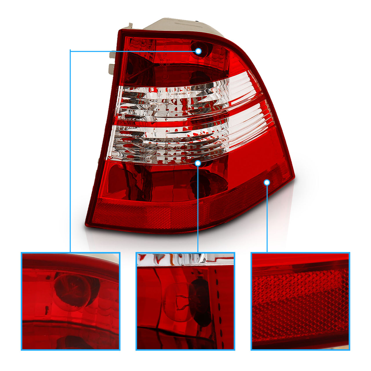 MBZ M CLASS W163 98-05 TAIL LIGHTS RED/CLEAR