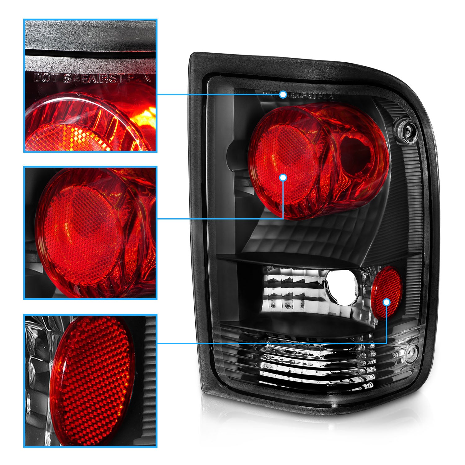 FORD RANGER 93-97 TAIL LIGHTS BLACK