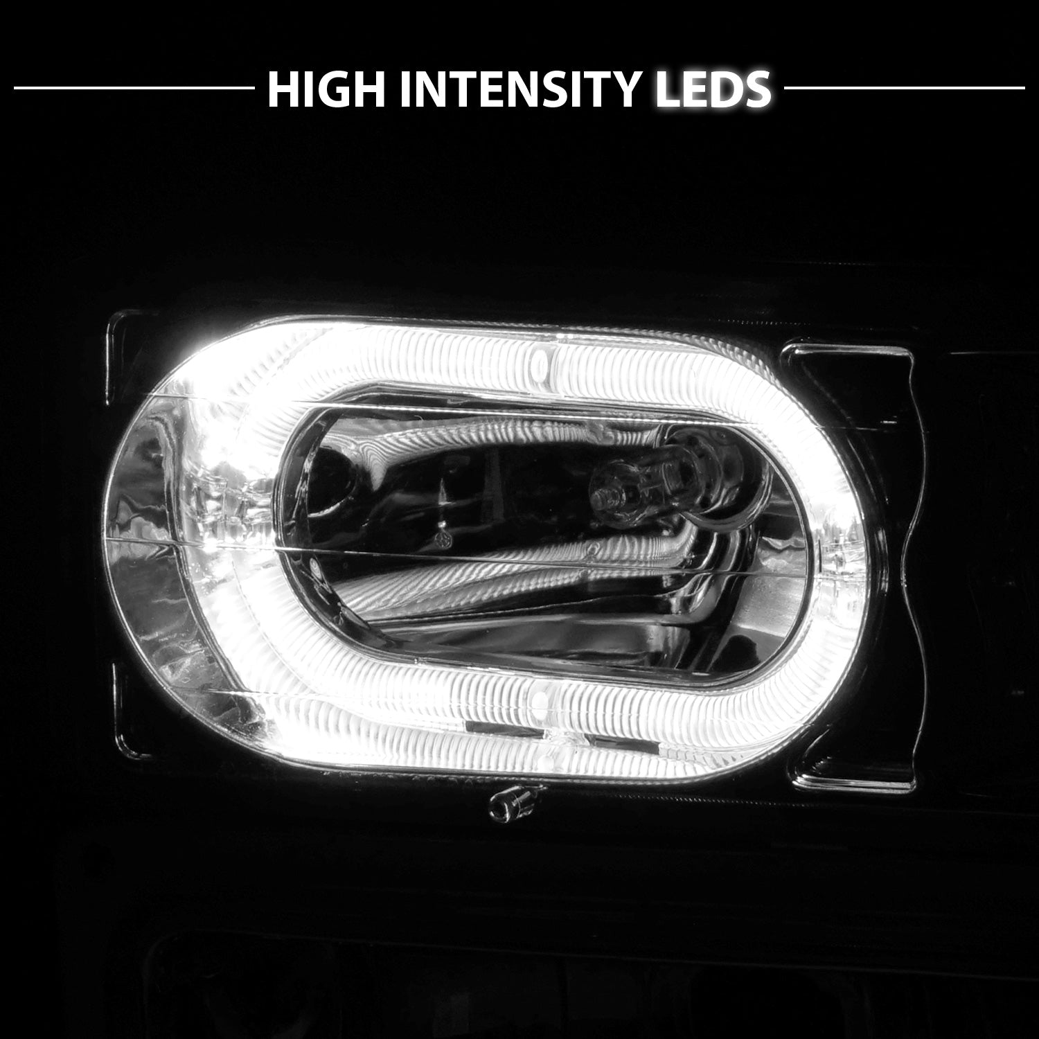 CHEVY CK / C10 /SILVERADO/ TAHOE / SUBURBAN/BLAZER 94-98 CRYSTAL HEADLIGHTS HALO CHROME HOUSING  W/ SIGNAL & SIDE MARKERS AMBER (8PCS)