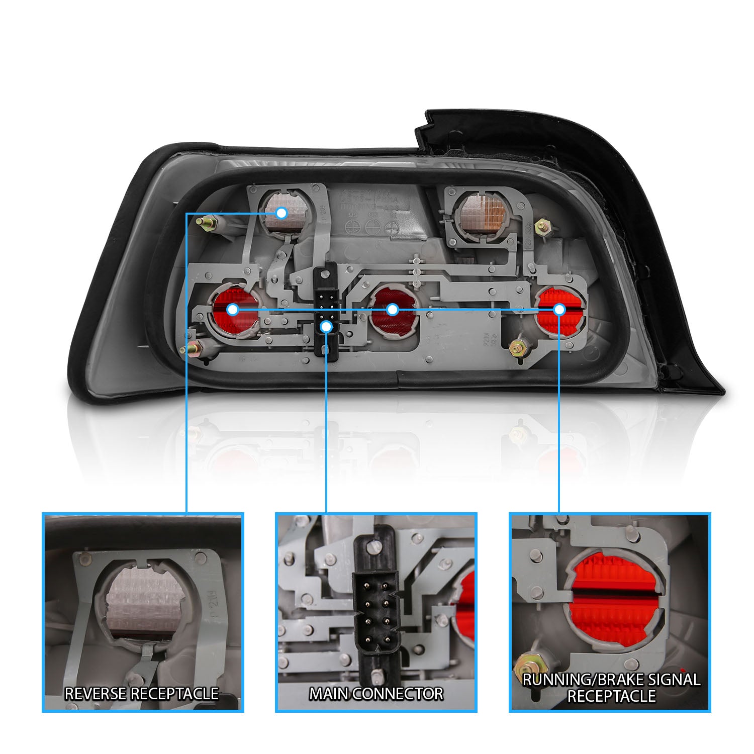 BMW 3 SERIES E36 92-98 2DR TAIL LIGHTS RED/SMOKE
