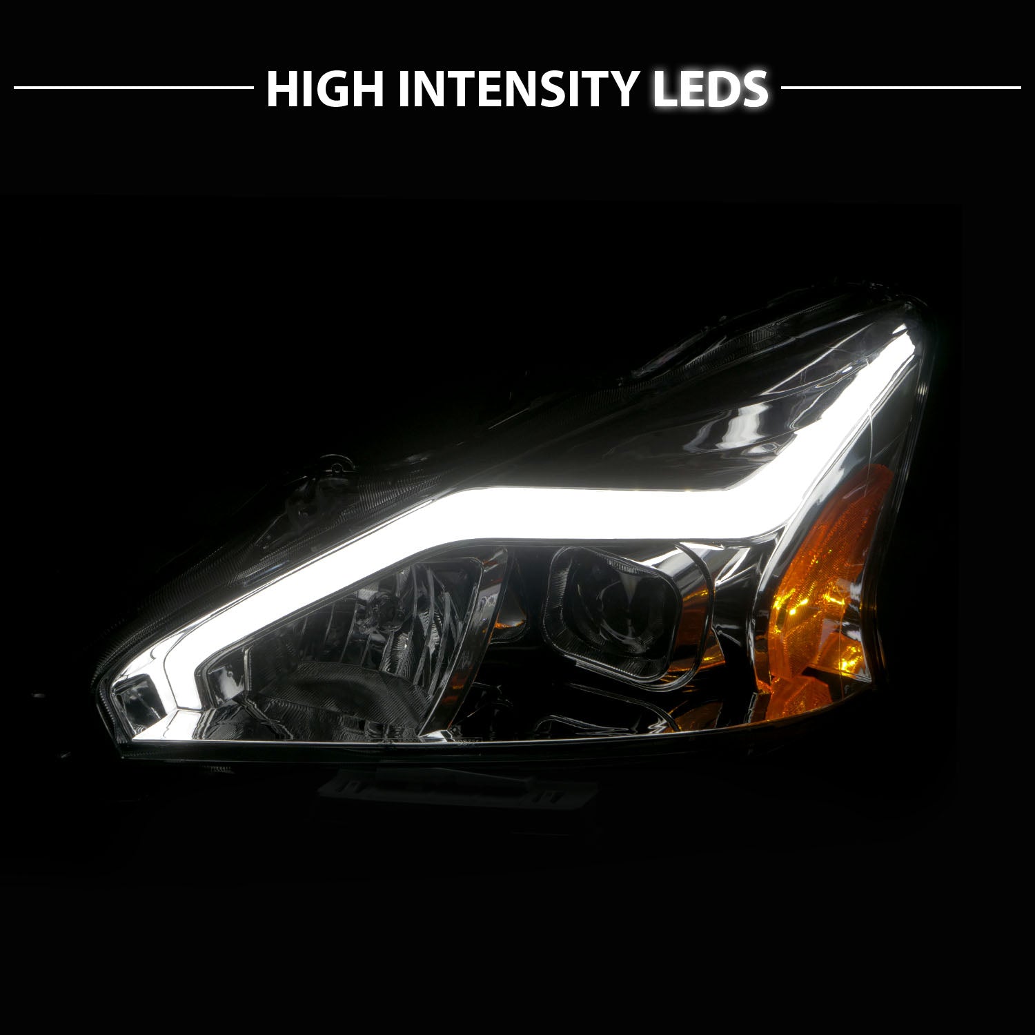 NISSAN ALTIMA 13-15 4DR PROJECTOR LIGHT BAR G2 HEADLIGHTS CHROME CLEAR AMBER