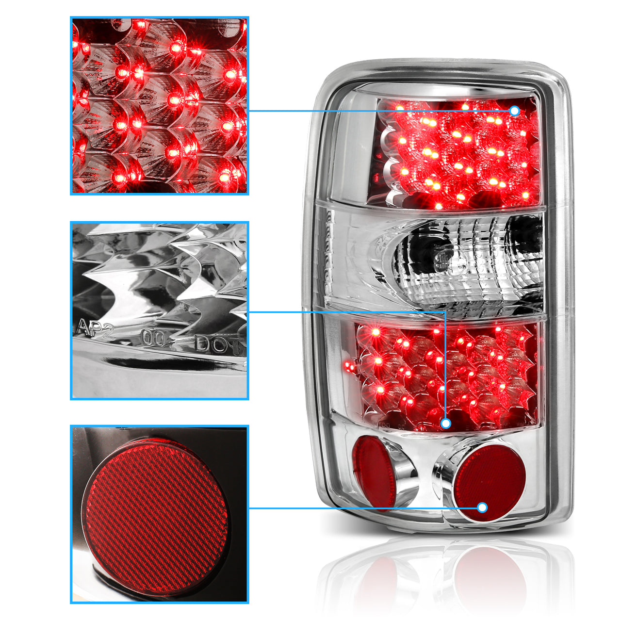 CHEVY TAHOE/SUBURBAN/GMC DENALI 00-06 LED TAIL LIGHTS ALL CHROME