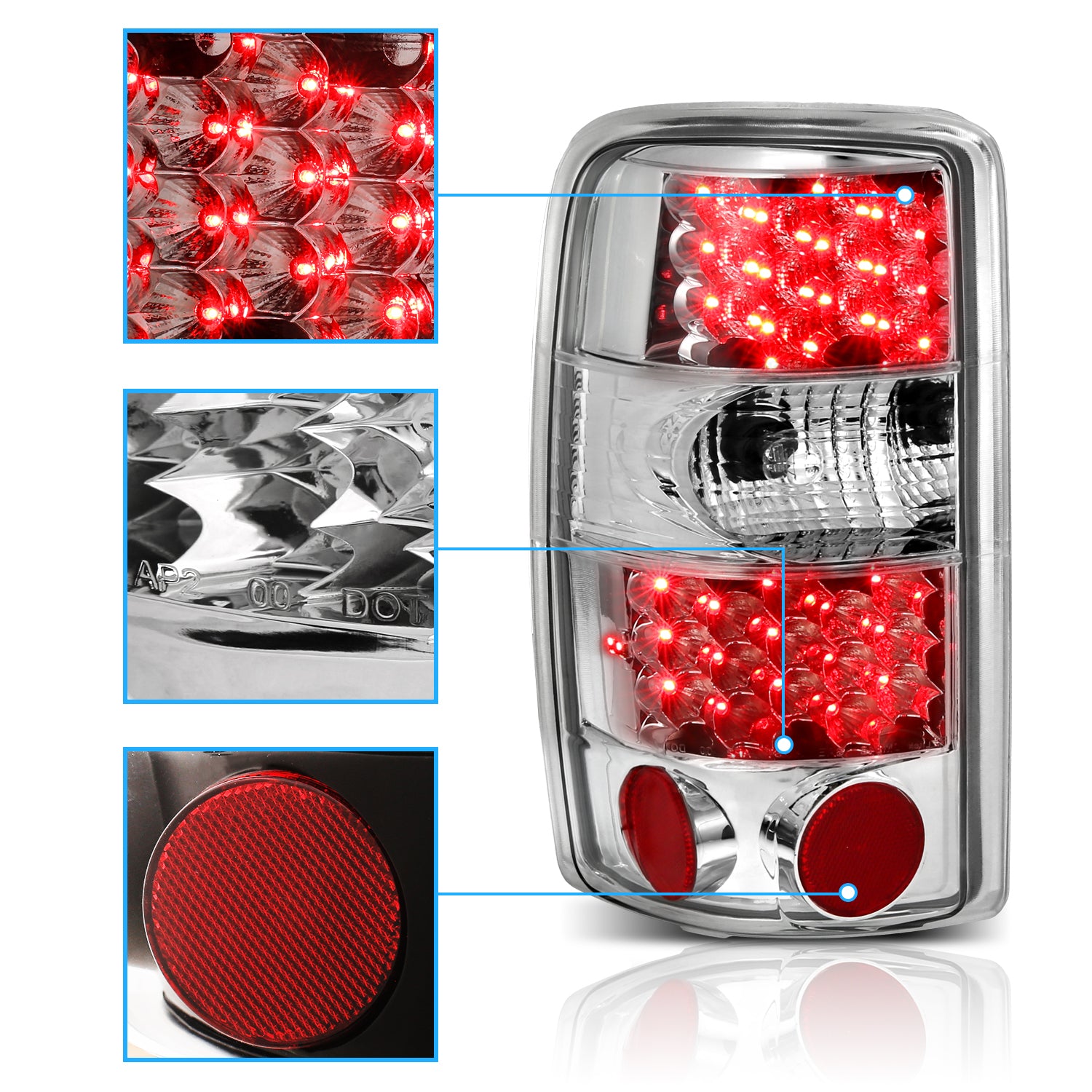 CHEVY TAHOE/SUBURBAN/GMC DENALI 00-06 LED TAIL LIGHTS ALL CHROME