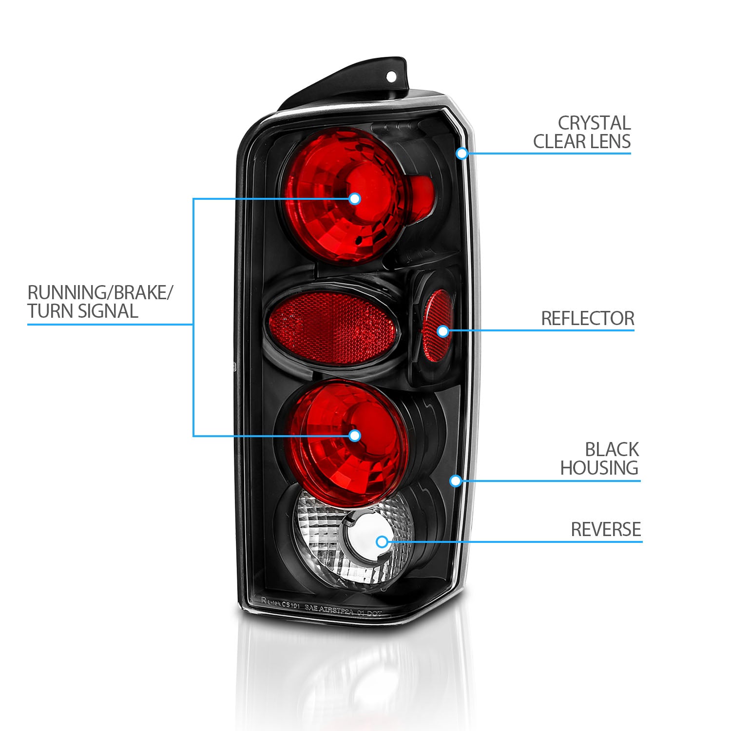 JEEP CHEROKEE 97-00 TAIL LIGHTS BLACK