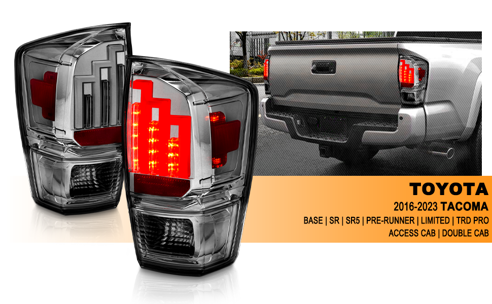 TOYOTA TACOMA 16-21 LED TAIL LIGHTS SMOKE