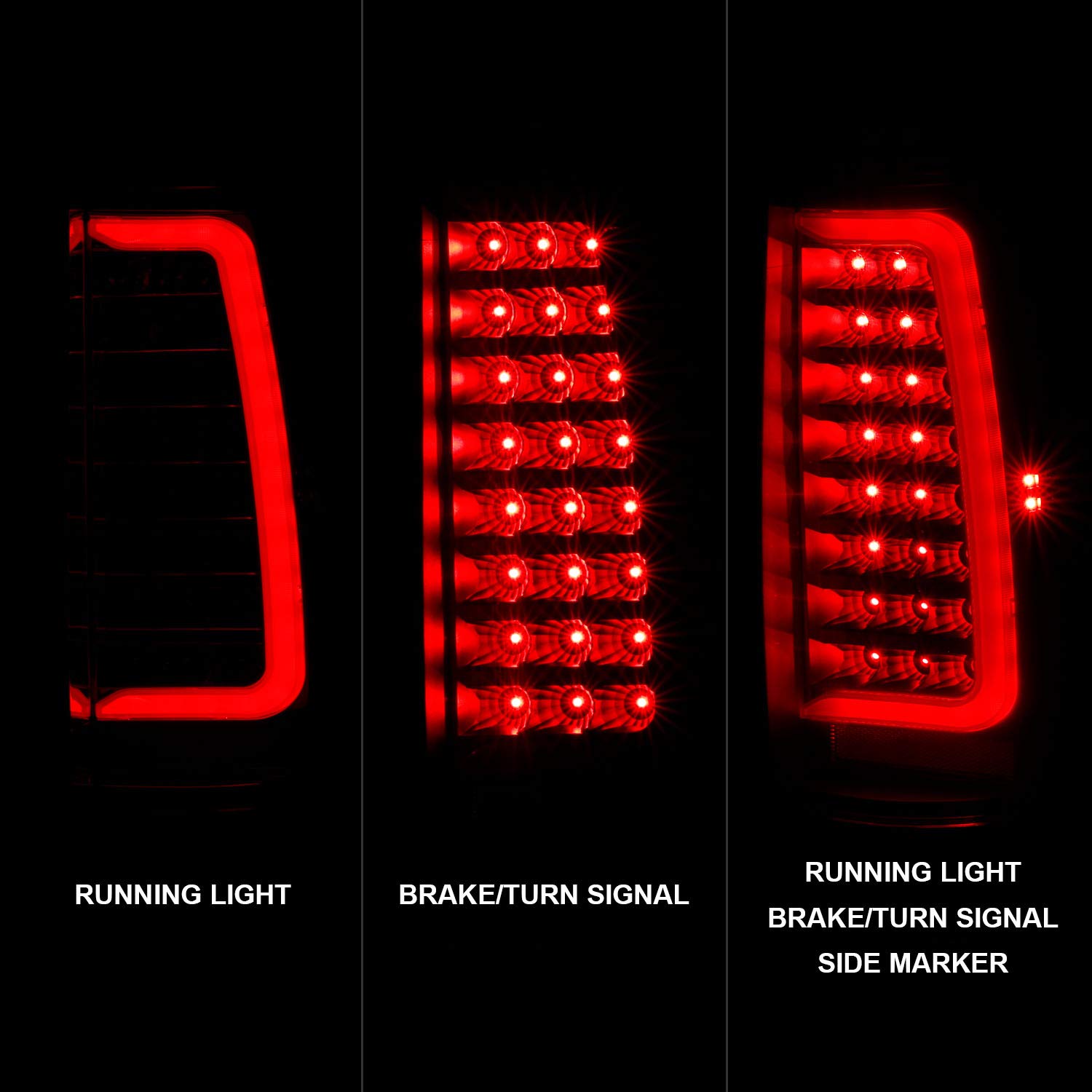 CHEVY TAHOE/SUBURBAN 07-14 LED TAIL LIGHTS BLACK HOUSING CLEAR LENS W/ C LIGHT BAR