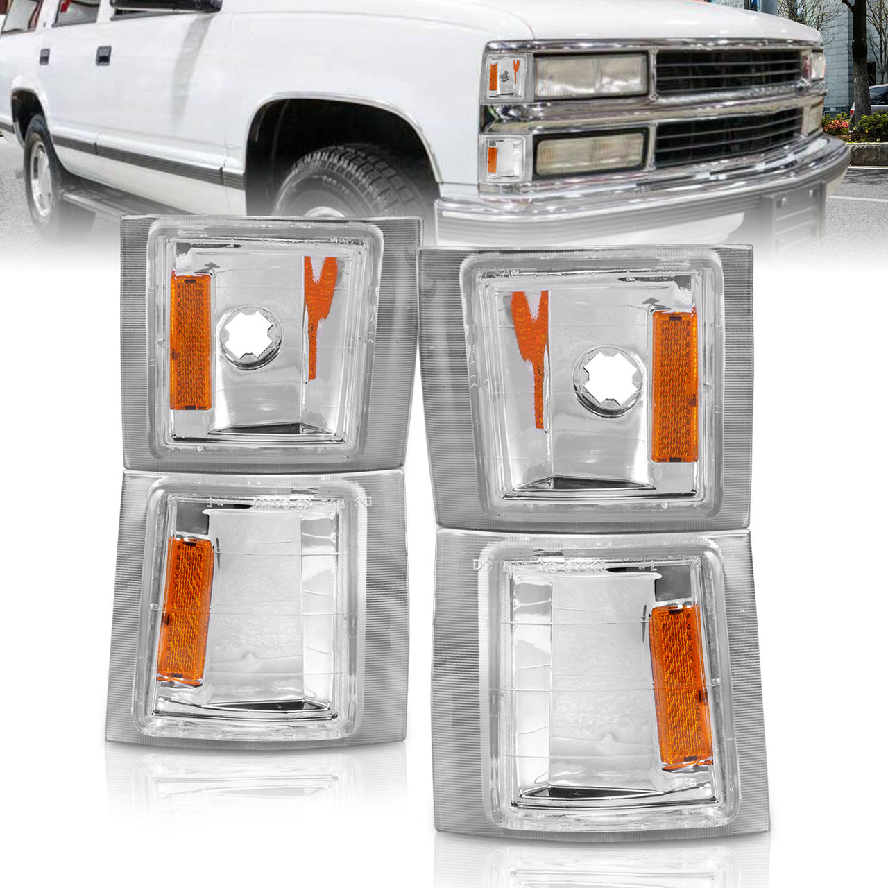 CHEVY FULL SIZE 94-98 CORNER LIGHTS CLEAR 4 PCS AMBER