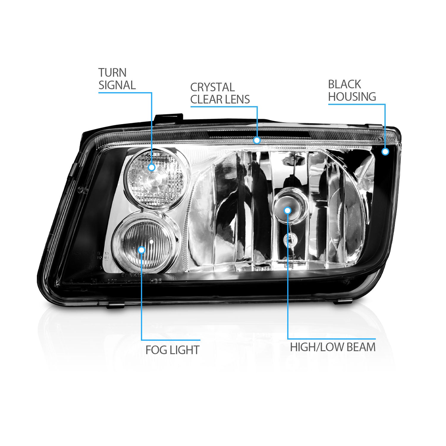 VOLKSWAGAN JETTA 99-05 HEADLIGHTS BLACK (W/ FOG LIGHTS)
