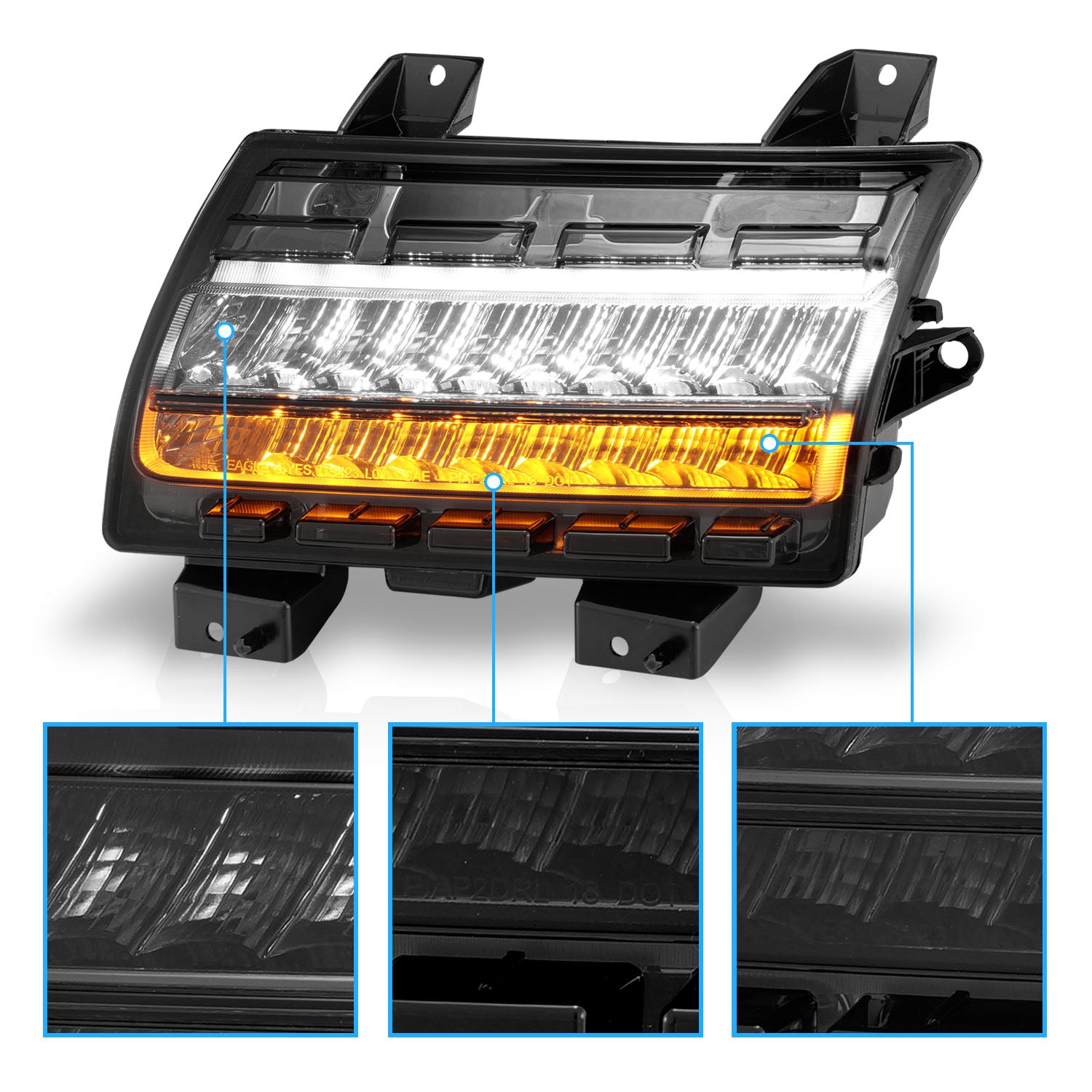 JEEP WRANGLER 10-21 LED SIDE MARKERS SMOKE LENS (SEQUENTIAL SIGNAL) (FOR LOW CONFIGURED)