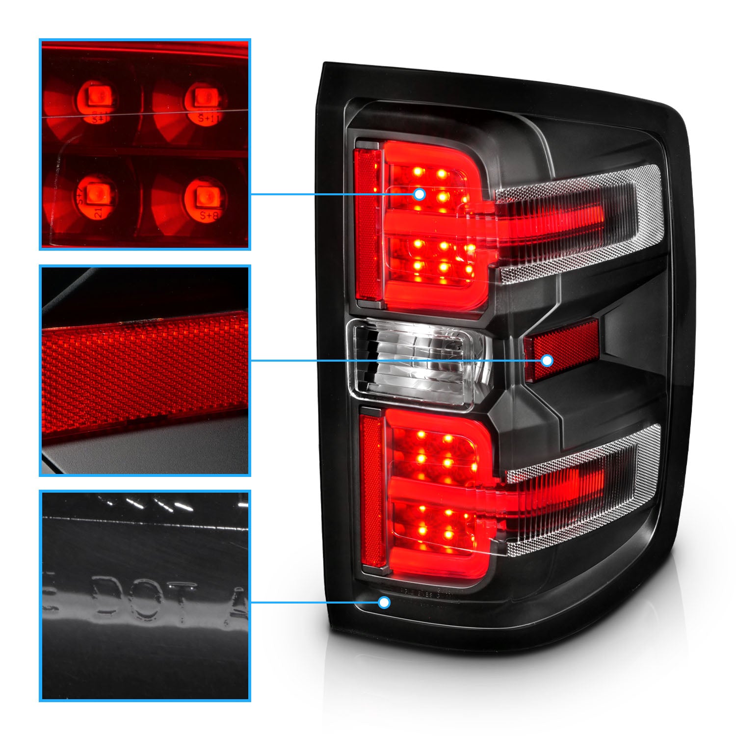 CHEVY SILVERADO 14-17 LED TAIL LIGHTS G2 BLACK (NON-OEM LED ONLY)