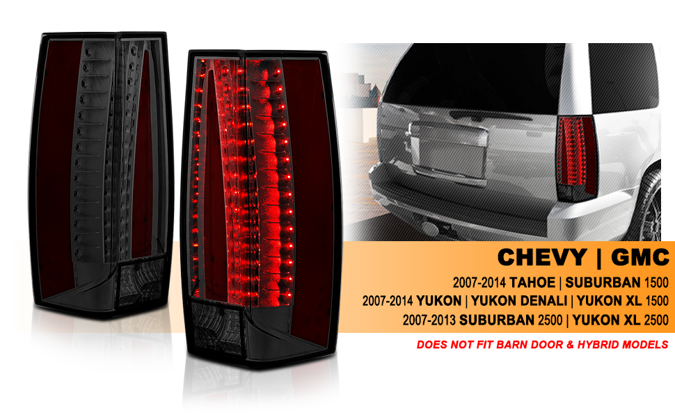 CHEVY TAHOE/SUBURBAN/YUKON/YUKON XL 07-10 LED G5 TAIL LIGHTS SMOKE (ESCALADE LOOK)