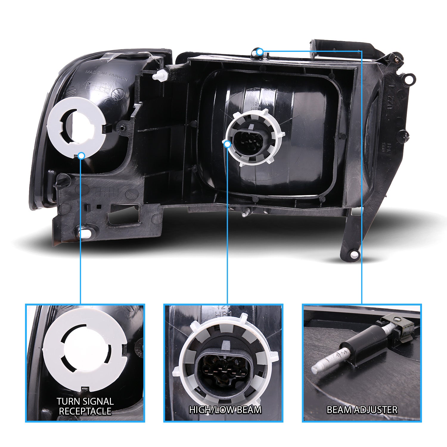 DODGE RAM 94-01 CRYSTAL HEADLIGHTS BLACK AMBER W/ CORNER LIGHTS