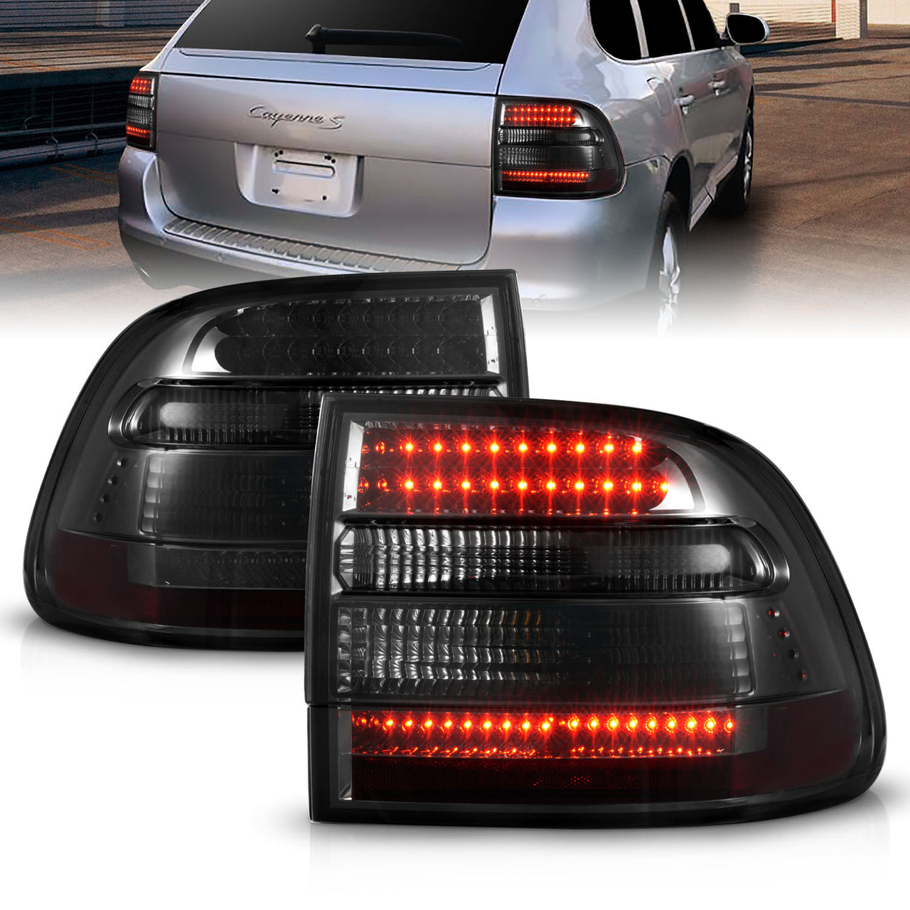 PORSCHE CAYENNE 03-06 LED TAIL LIGHTS SMOKE