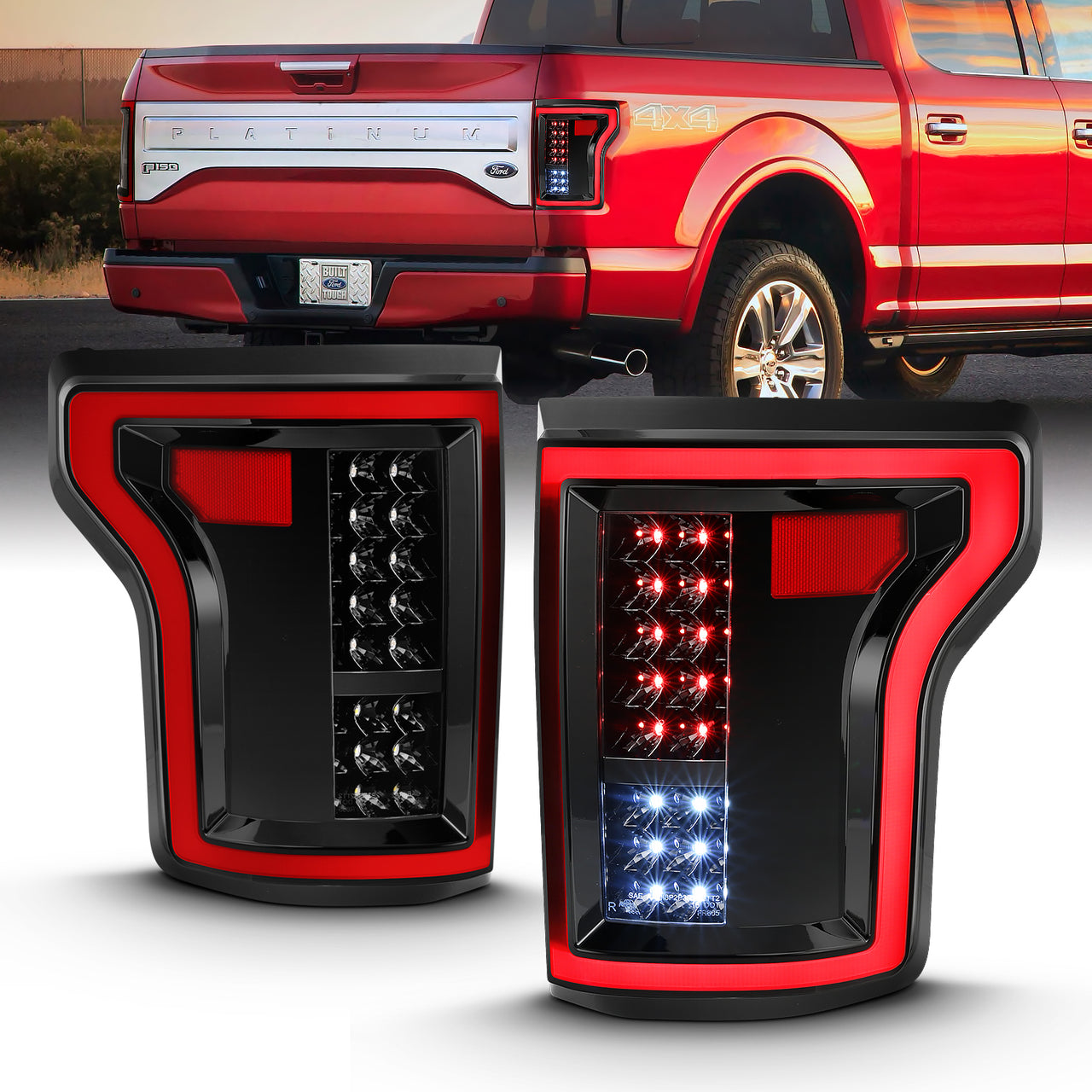 FORD F-150 15-17 LED TAIL LIGHTS BLACK (NON-BLIS ONLY