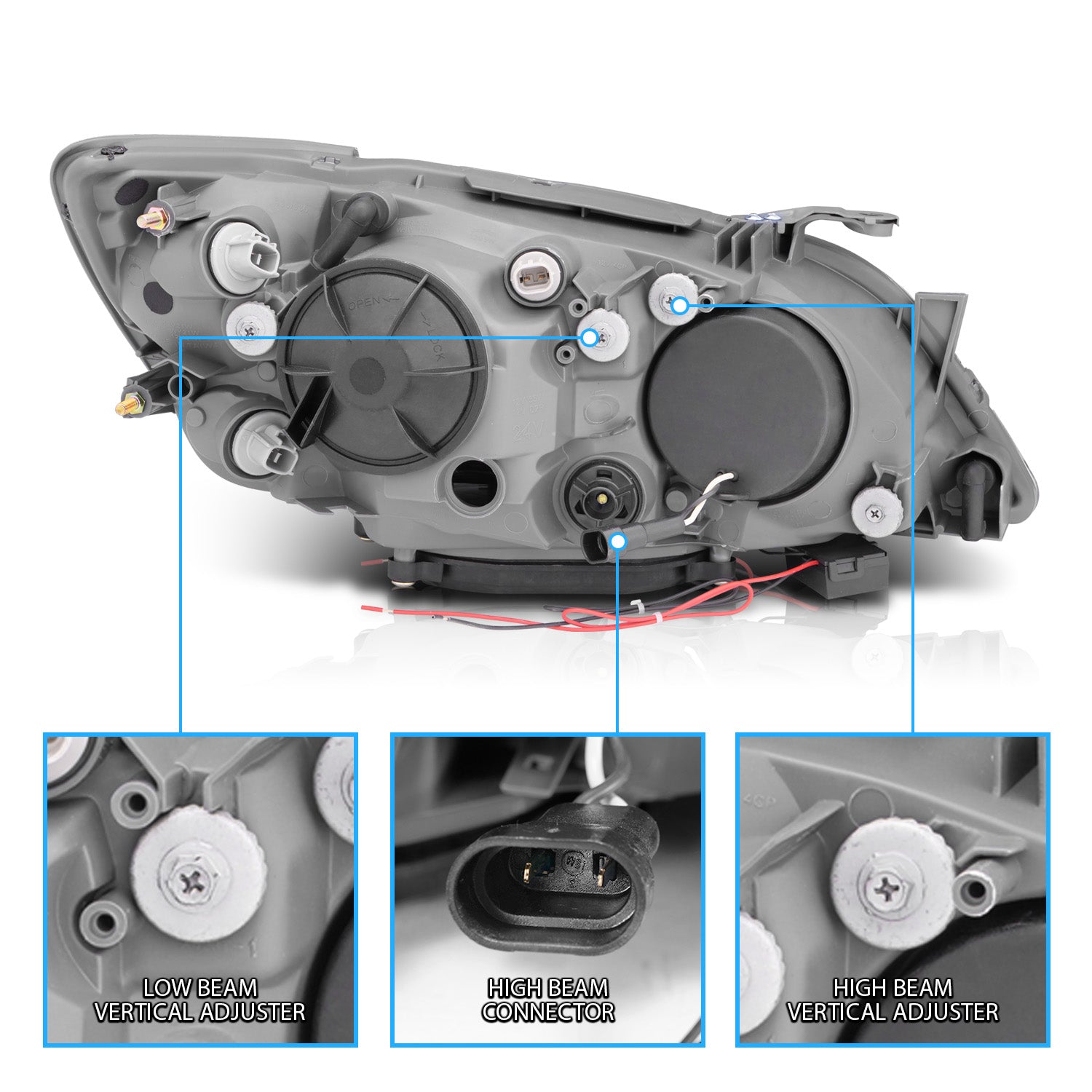 LEXUS IS 300 01-05 PROJECTOR HEADLIGHTS HALO BLACK CLEAR (RX HALO)