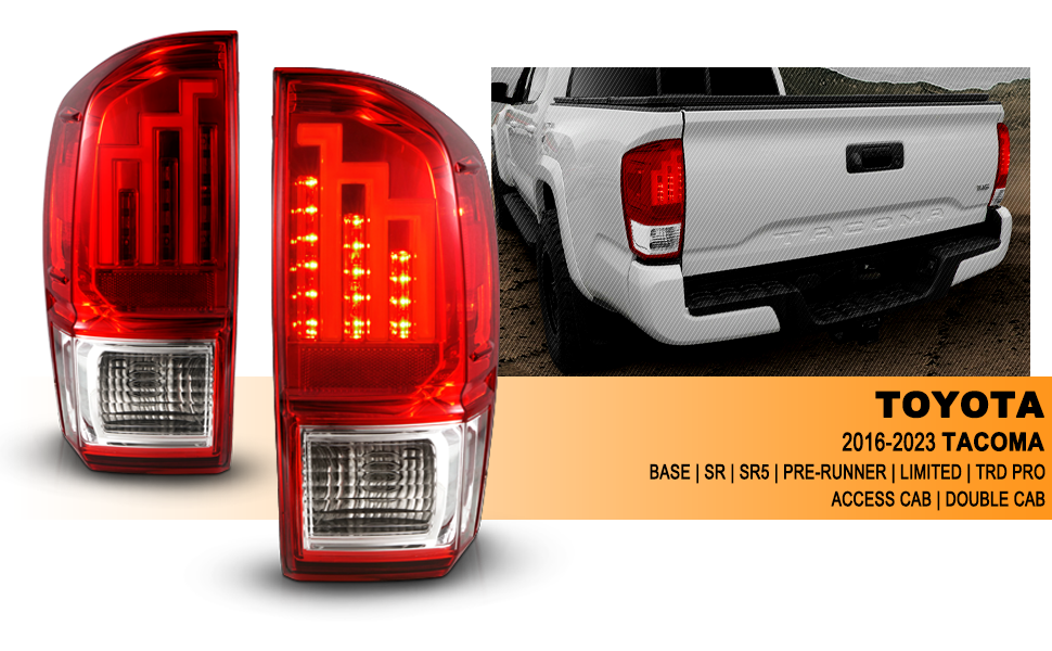TOYOTA TACOMA 16-21 LED TAIL LIGHTS RED/CLEAR
