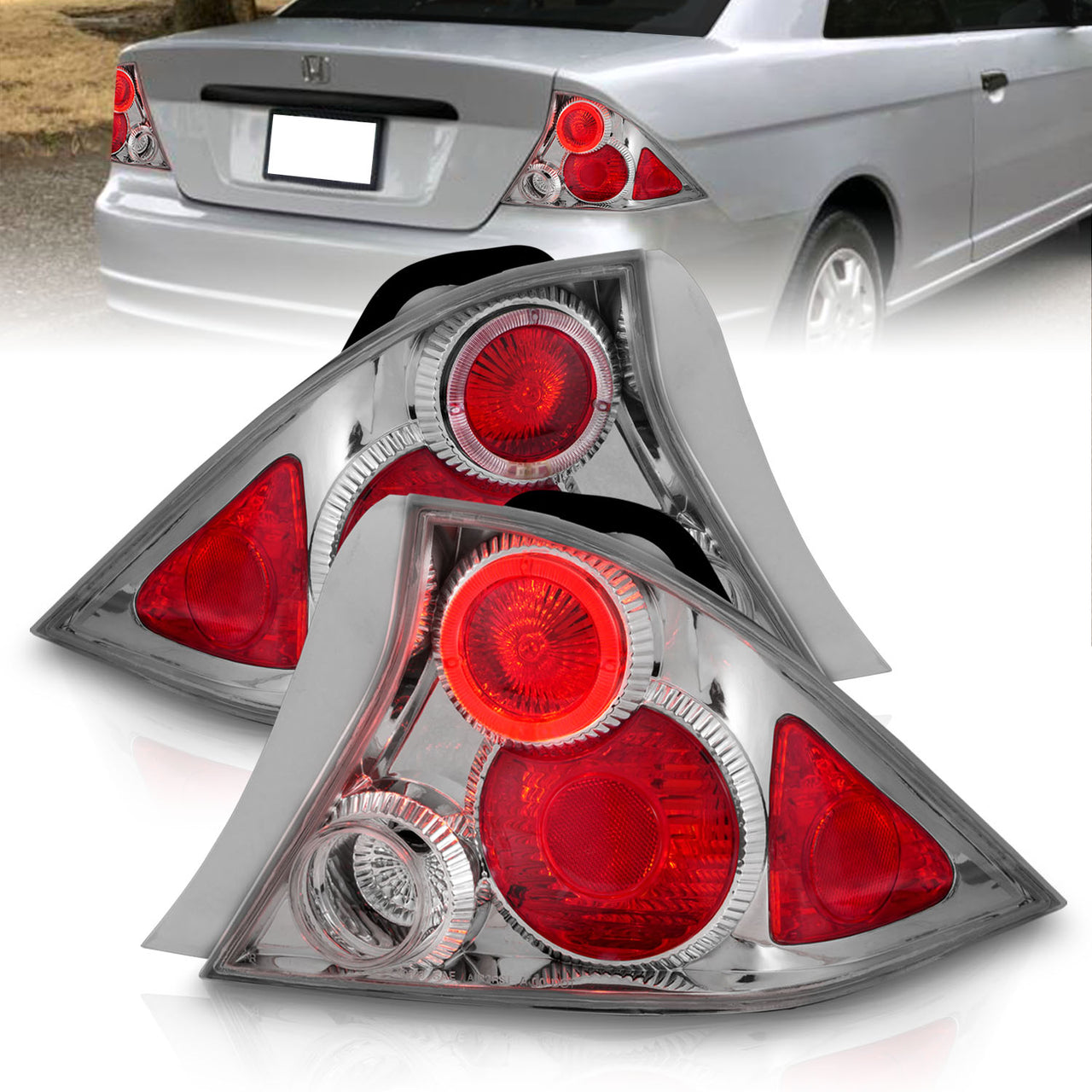 HONDA CIVIC 01-04 2DR TAIL LIGHTS HALO CHROME