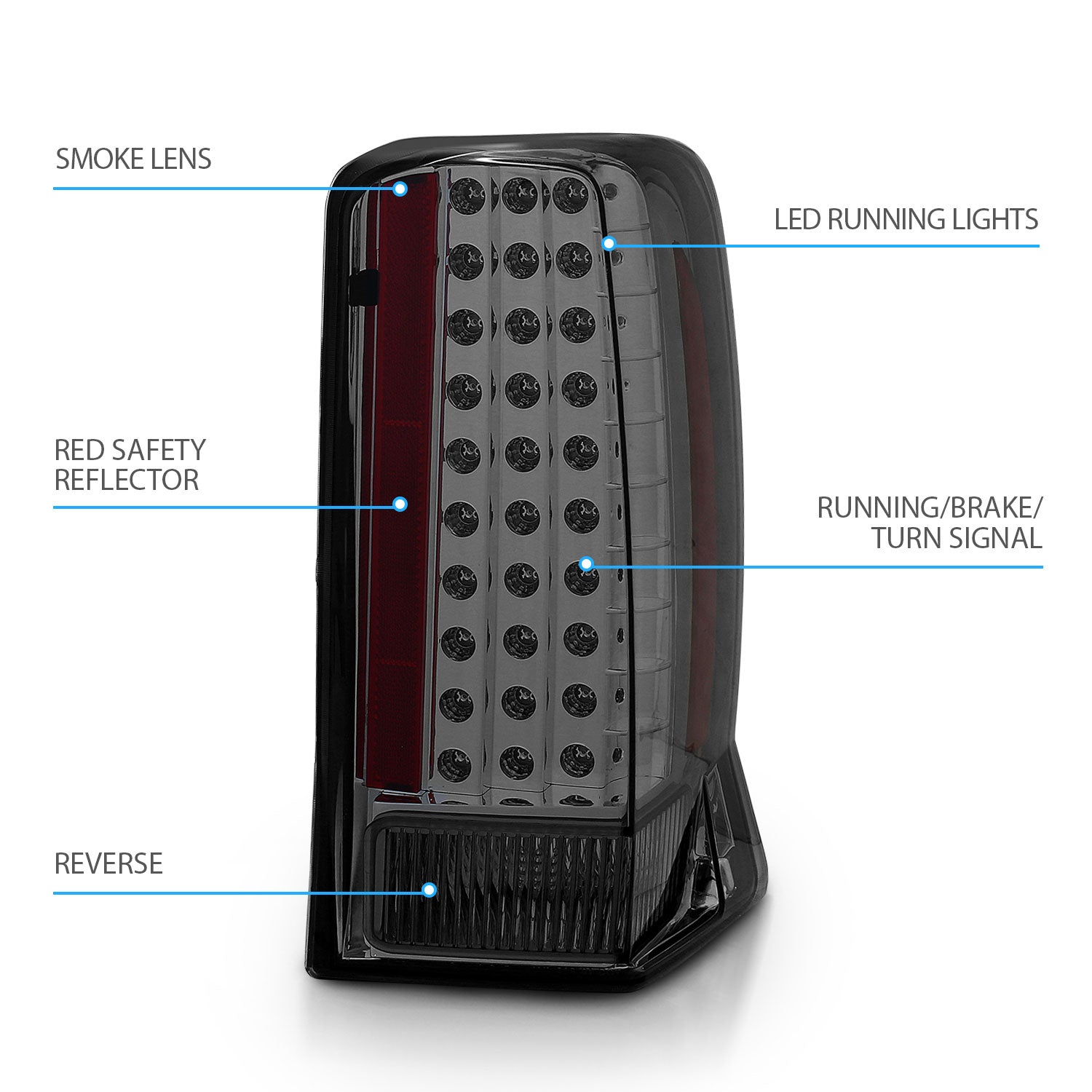 CADILLAC ESCALADE 02-06/ESCALADE ESV 03-06 LED TAIL LIGHTS SMOKE (W/O CAP)