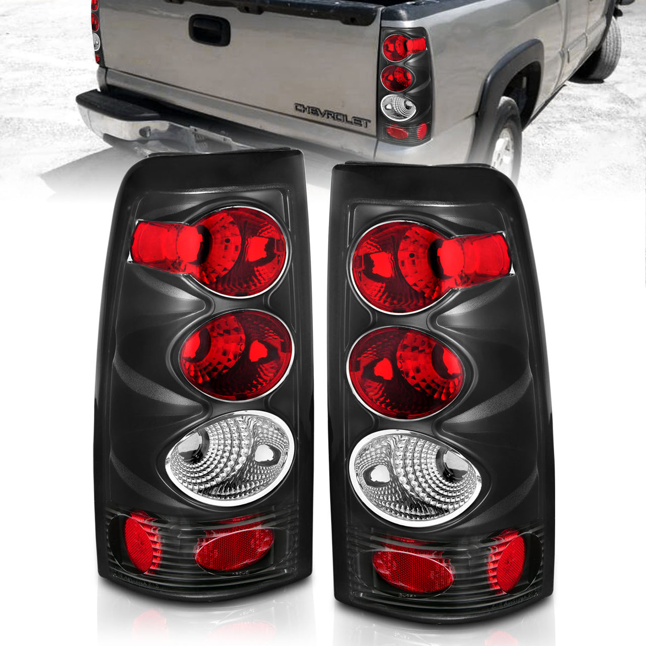 CHEVY SILVERADO 99-02 TAIL LIGHTS BLACK