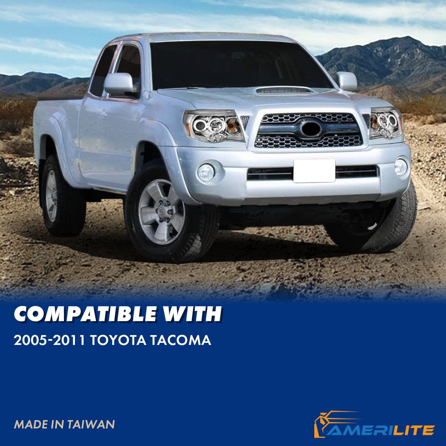 TOYOTA TACOMA 05-11 PROJECTOR HEADLIGHTS  W/O CCFL BAR  CHROME AMBER (RX HALO)