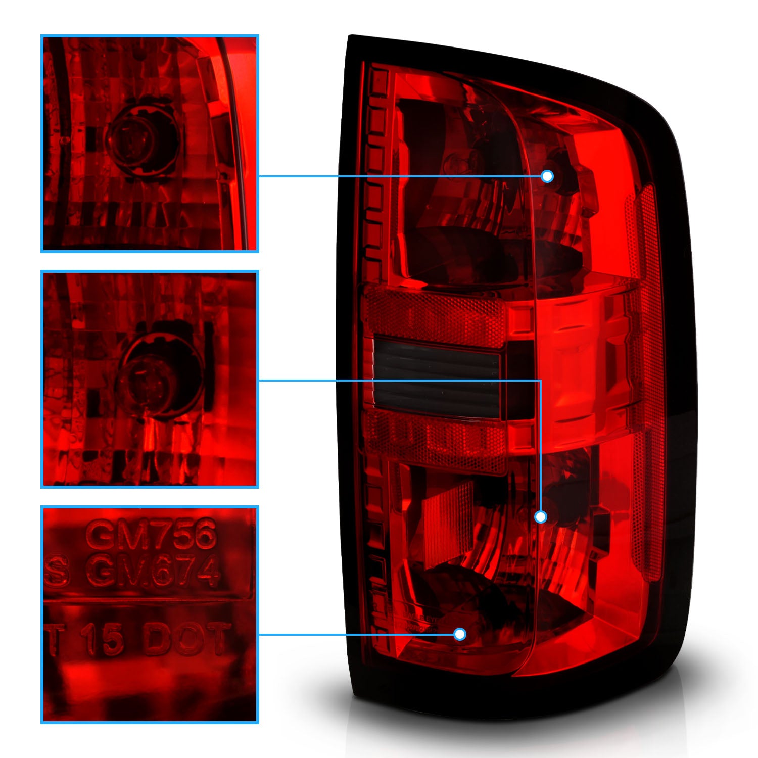 CHEVY COLORADO 15'-19' TAIL LIGHTS, RED/CLEAR LENS CHROME HSG (OE STYLE)