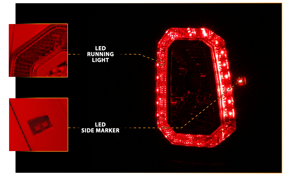 GMC SIERRA 99-07/CHEVY SILVERADO 99-03 (1500/2500 SERIES 99-02 & 3500 SERIES 2003) LED TAIL LIGHTS RED COLOR LIGHT BAR RED LENS (3 HOLE)