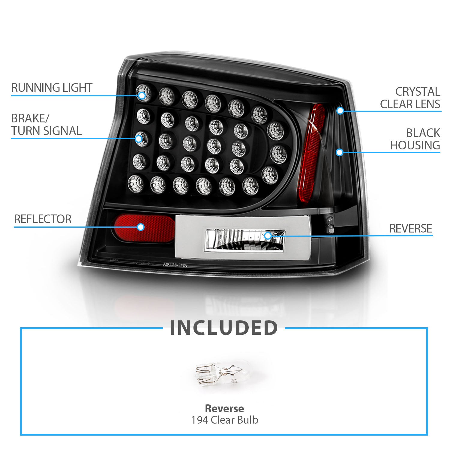 DODGE CHARGER 06-08 LED TAIL LIGHTS BLACK