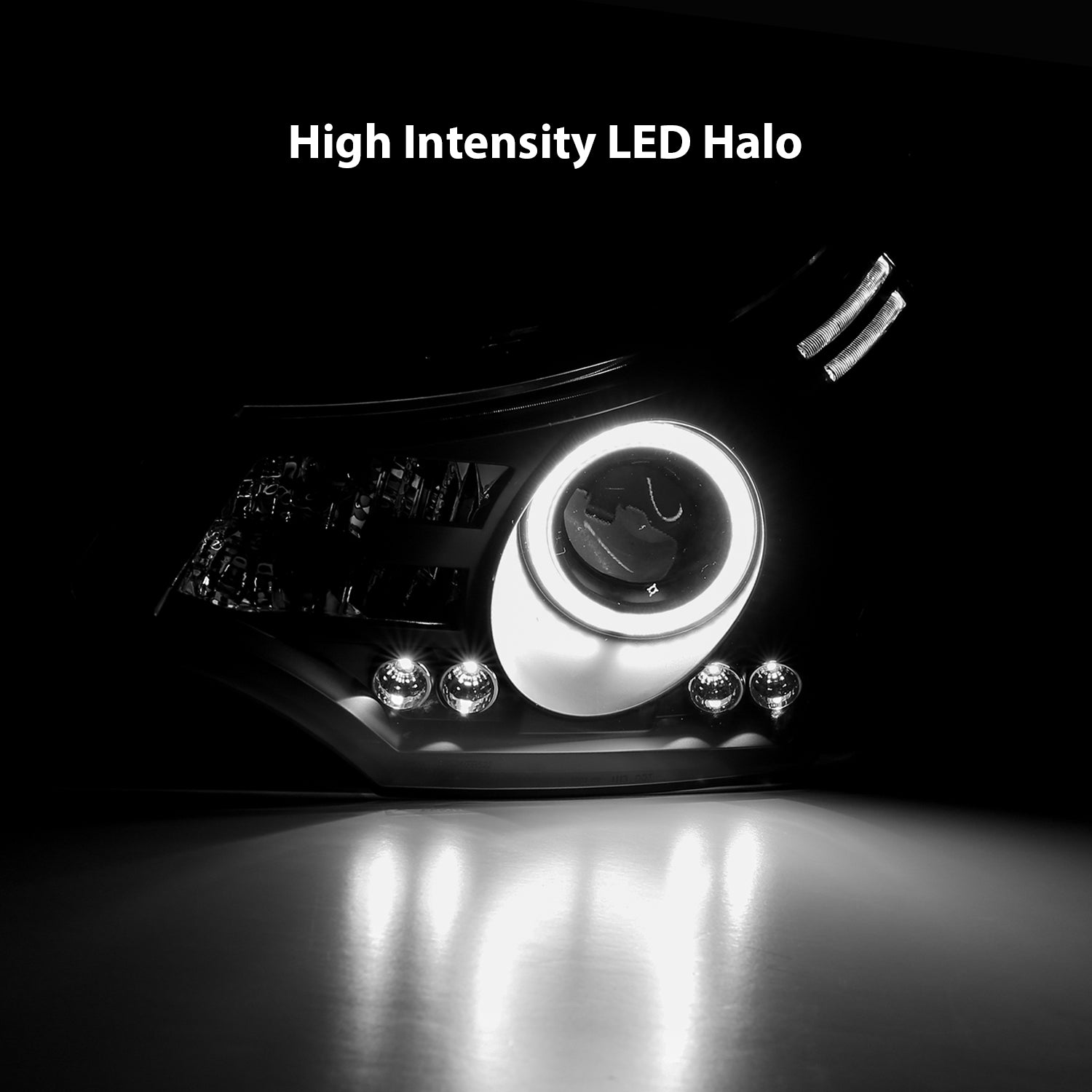 FORD FOCUS 08-11 PROJECTOR HEADLIGHTS BLACK CLEAR (RX HALO)