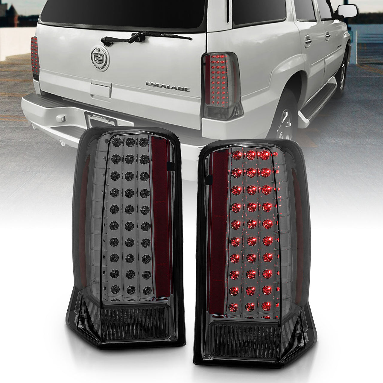 CADILLAC ESCALADE 02-06/ESCALADE ESV 03-06 LED TAIL LIGHTS SMOKE (W/O CAP)