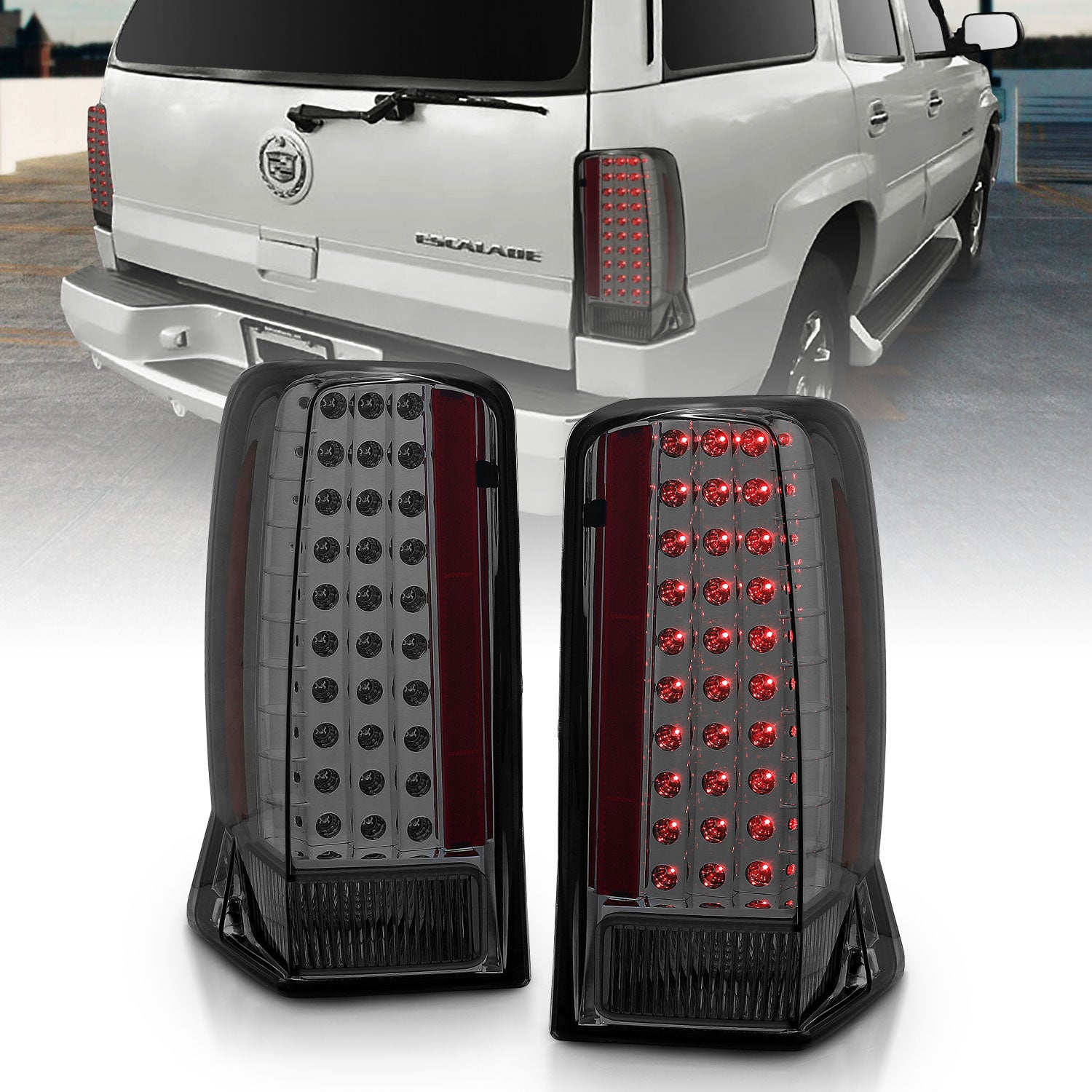 CADILLAC ESCALADE 02-06/ESCALADE ESV 03-06 LED TAIL LIGHTS SMOKE (W/O CAP)
