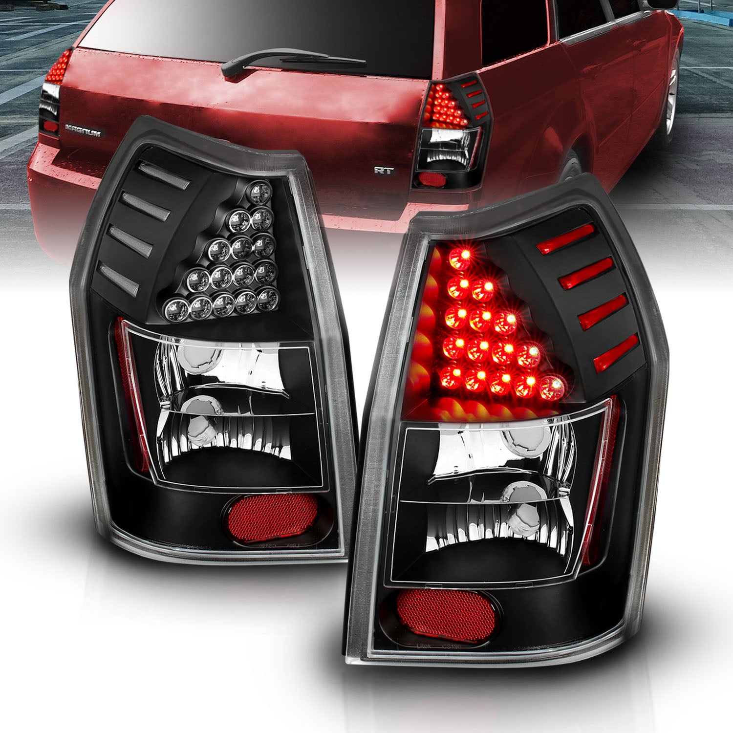 DODGE MAGNUM 05-UP LED TAIL LIGHTS BLACK