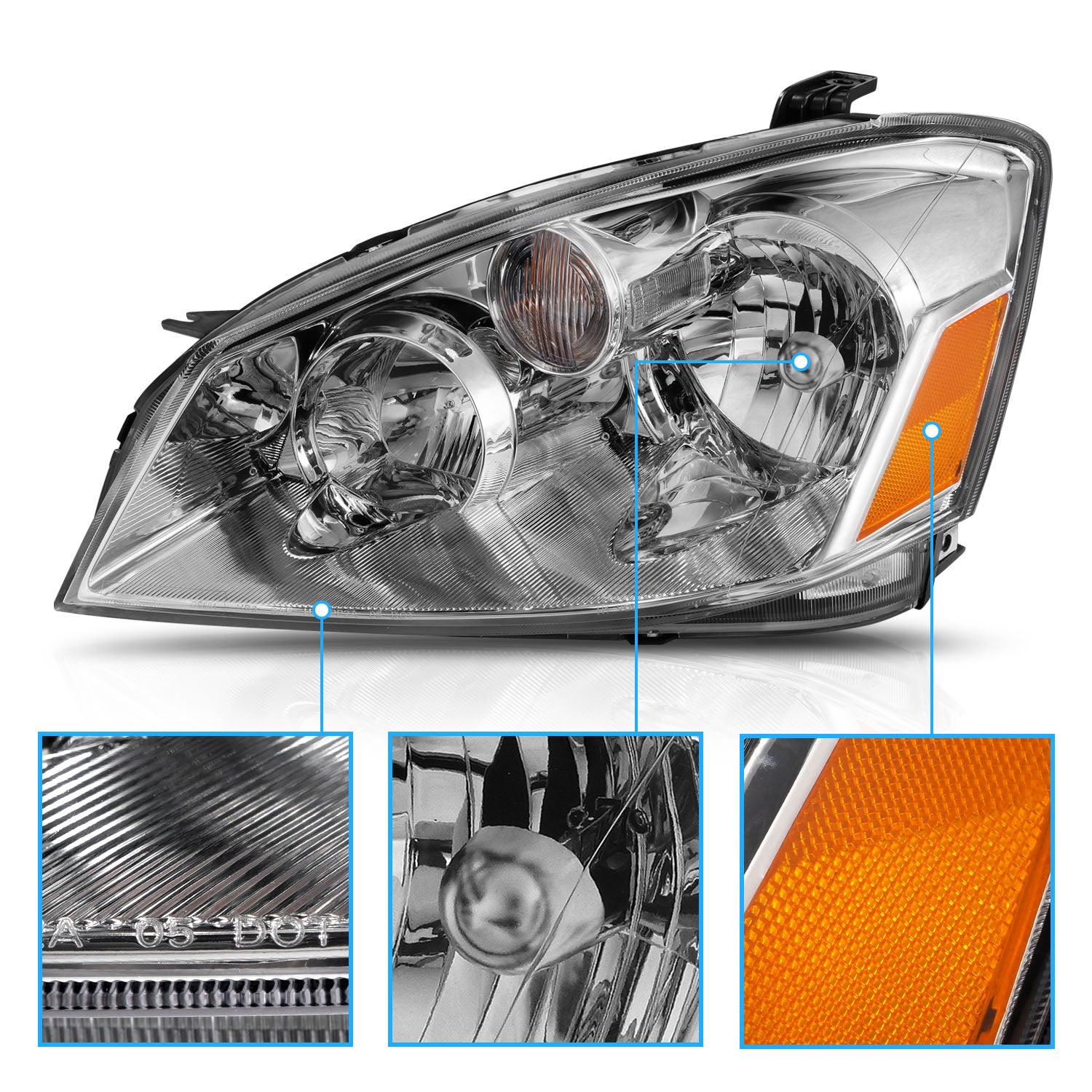 NISSAN ALTIMA 05-06 HEADLIGHTS CRYSTAL CLEAR AMBER