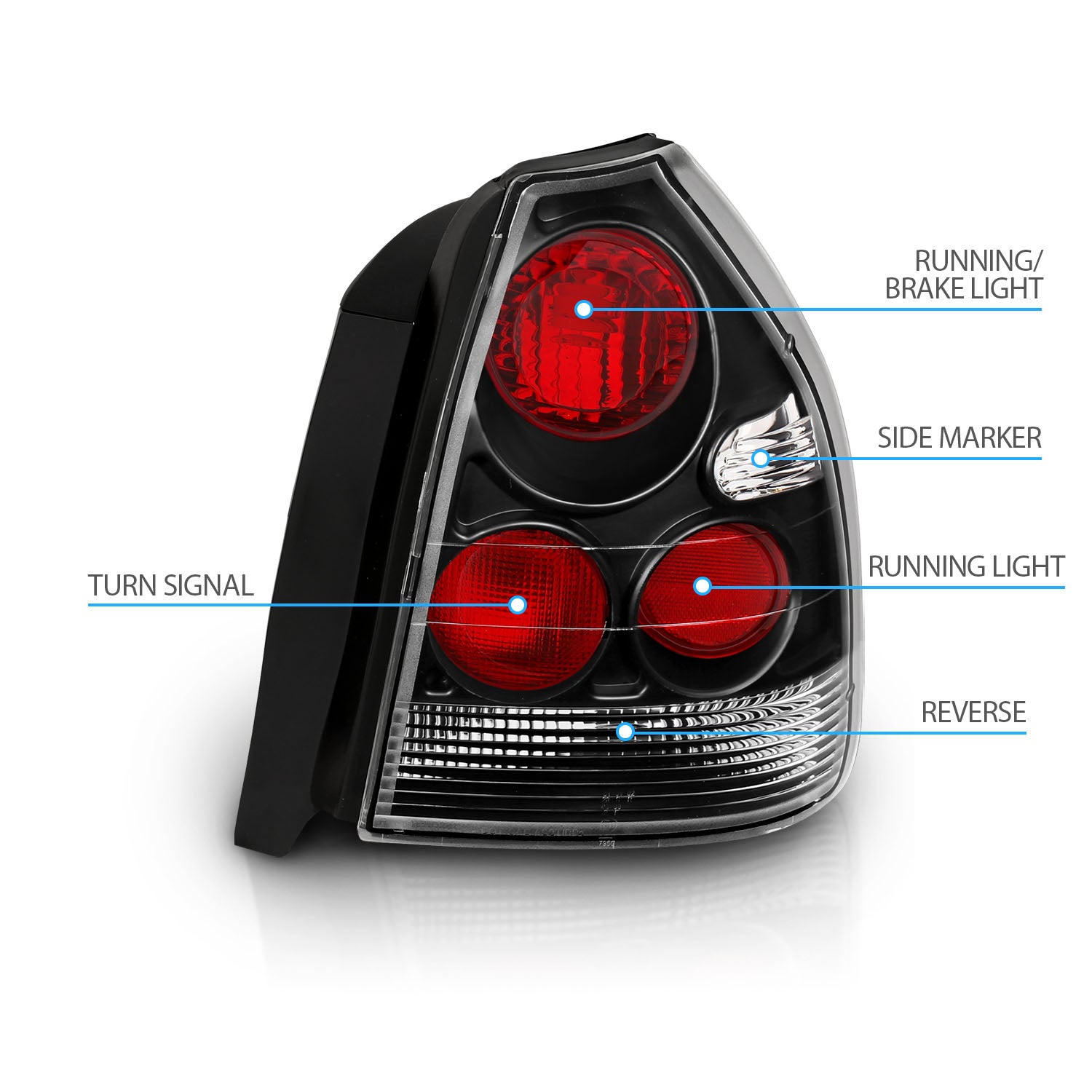 HONDA CIVIC 96-00 3DR TAIL LIGHTS BLACK