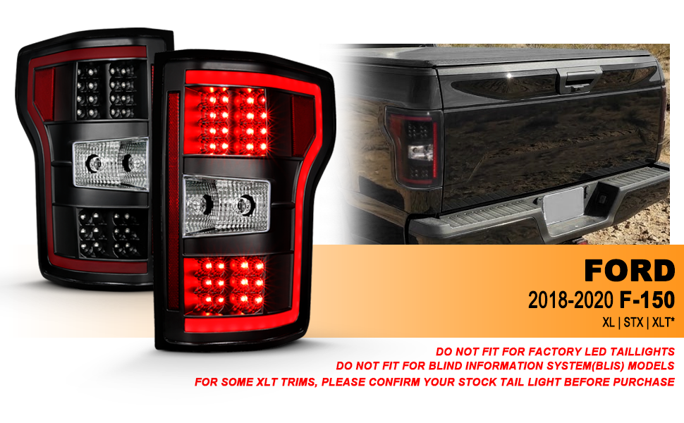 FORD F-150 2018 LED TAIL LIGHTS G2 JDM BLACK