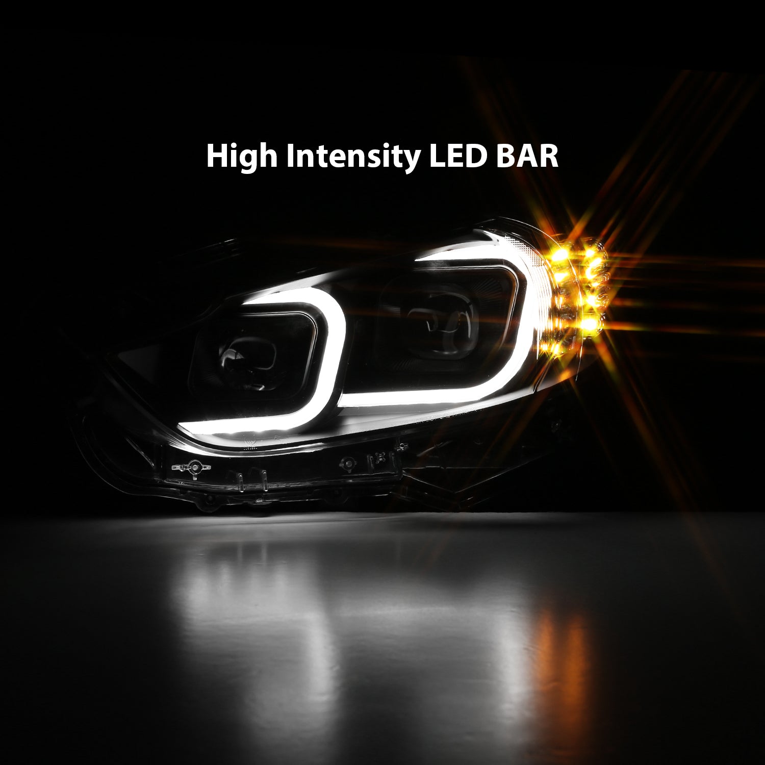 MAZDA 6 14-15 PROJECTOR LIGHT BAR STYLE HEADLIGHTS BLACK AMBER