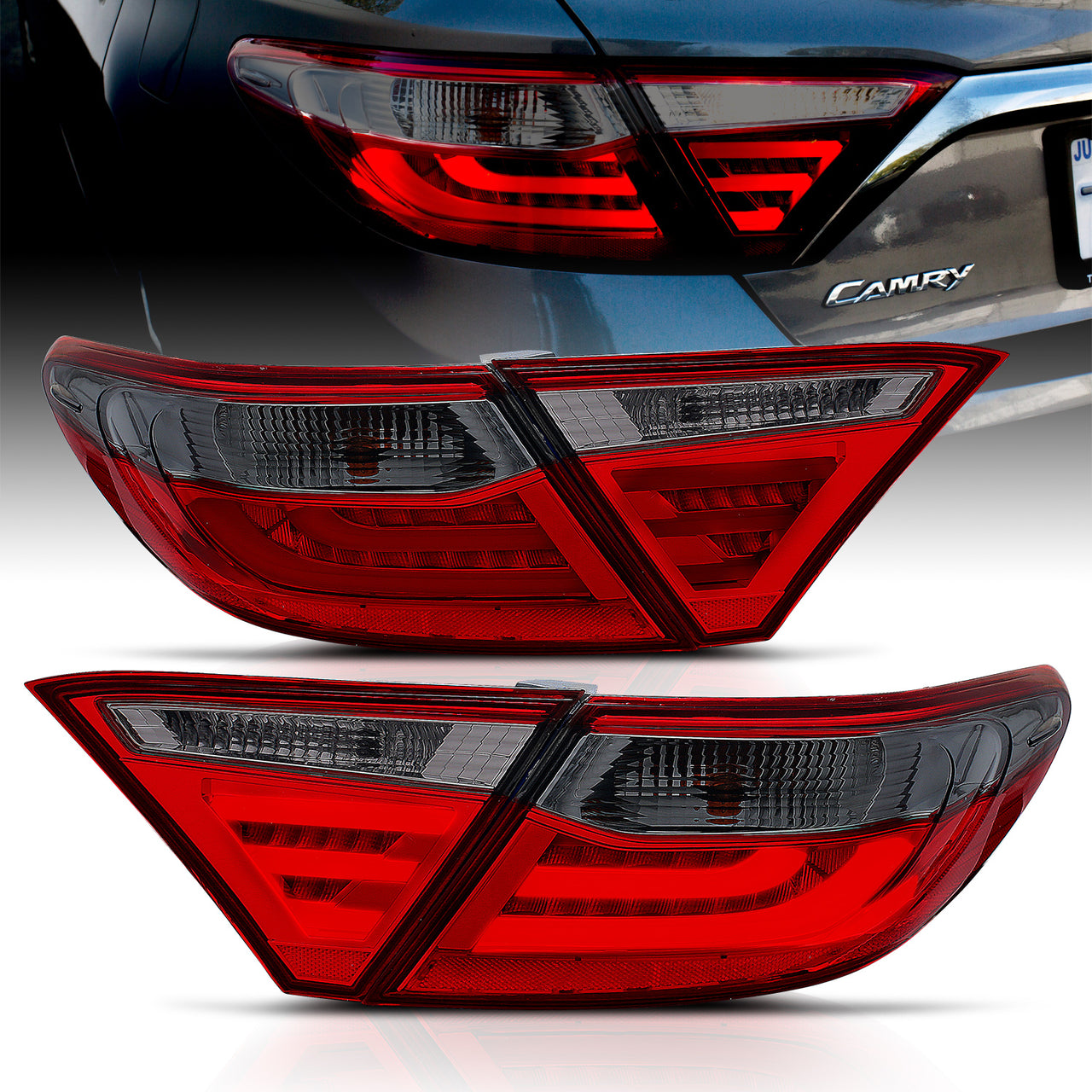 TOYOTA CAMRY 15-17 4D LED TAIL LIGHTS RED/SMOKE (4 PCS)