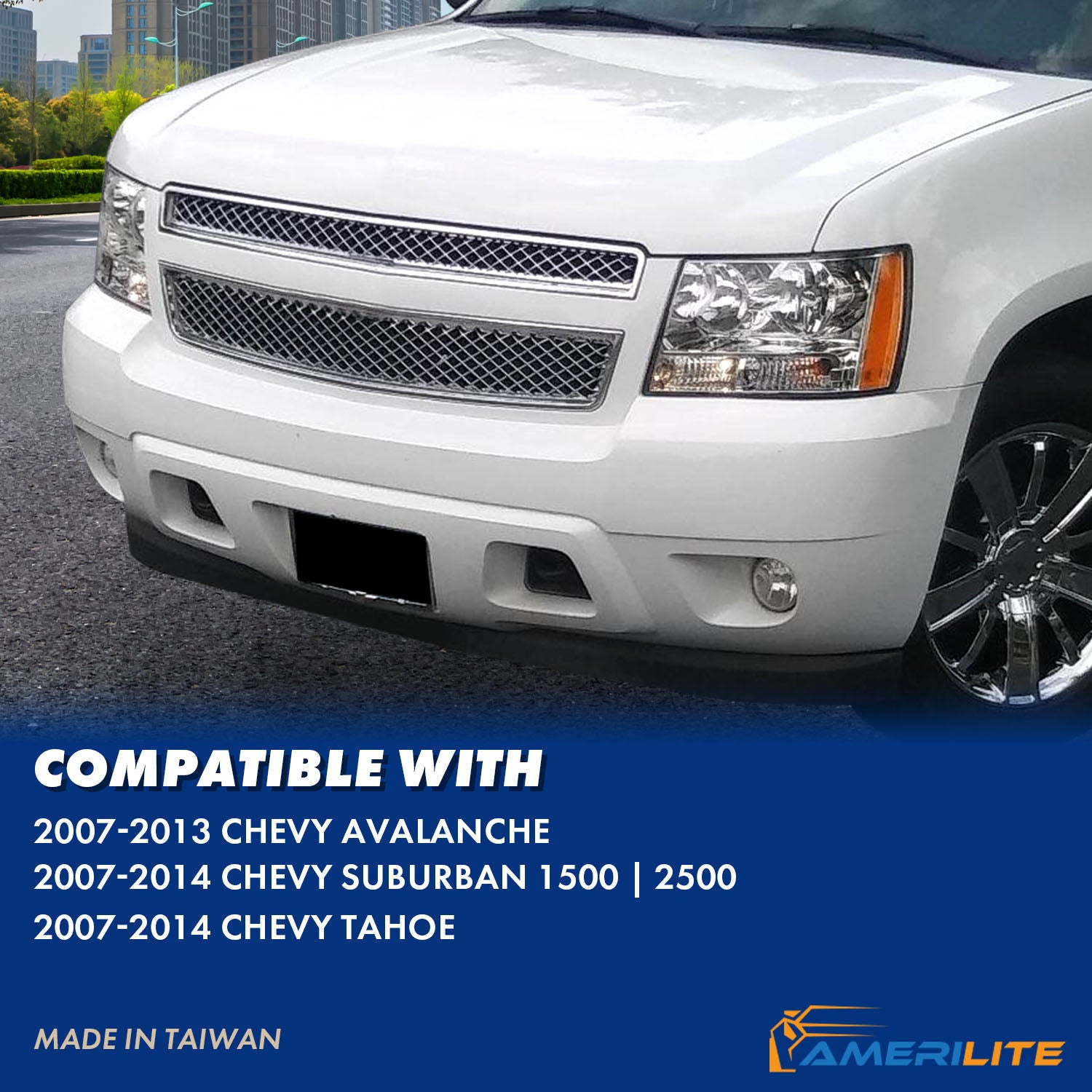 CHEVY TAHOE/SUBURBAN/AVALANCHE 07-14 HEADLIGHTS CHROME AMBER (OE REPLACEMENT)